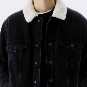 New Design Eco-Friendly Breathable <b>Denim</b> <b>Jackets</b> Men Stylish Winter Stand Collar Inside Fur Custom Logo Jeans <b>Denim</b> Fur <b>Jackets</b> - Product Image 5