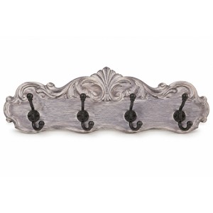 Perchero de pared tallado en madera de mango de Provenza con 4 ganchos, venta al por mayor en India - Product Image 1