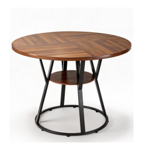 Metal Frame Wooden Top Round Dining <b>Table</b> Black Conical Shape Base Dining <b>Table</b> For Home & Restaurant Use Dining <b>Table</b> 4 Seater - Product Image 4