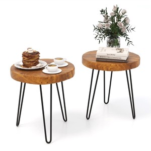 Handcrafted Teak Wood <b>Side</b> <b>Table</b> with <b>Black</b> Metal Legs | Wholesale from India - Product Image 2