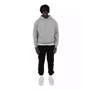 Wholesale Fashion Streetwear Solid Color Autumn Winter Hooded Silhouette <b>Long</b> Sleeve Drop Shoulder <b>Oversized</b> <b>Hoodies</b> Men - Product Image 4
