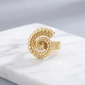 แหวนลายเปลือกหอยมินิมอลแบบขายส่ง ชุบทอง 18K น้ำหนักเบา สวมใส่ได้ทุกวัน สวยหรู - Product Image 5