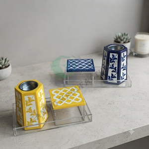 Quemador de Incienso de Resina Mubkhar, Juego de Porta Incienso Hexagonal con Bandeja y Caja, Difusor Aromático para Uso Religioso - Product Image 1