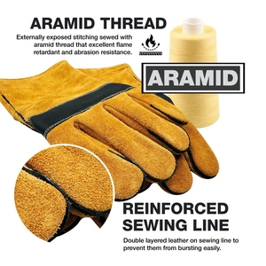 Gants de soudage en cuir de vachette renforcé, usage général, sécurité industrielle, résistants à l'abrasion et aux déchirures - Product Image 5