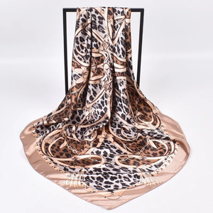 90cm Chain Colored Square Scarf for Women Silk Scarves for Fashion Trendy Leopard Print Headscarf Shawl Scarf - Product Image 3