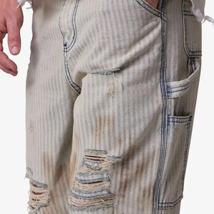 High Quality Distress <b>Work</b> Baggy <b>Jeans</b> Fashion Washed Heavyweight <b>Jeans</b> <b>for</b> <b>Men</b> Gray Color High Quality <b>Men</b> Denim <b>Jeans</b> - Product Image 4