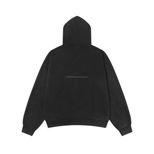 Sudaderas con capucha de estilo callejero americano para hombre, cárdigan lavado con cremallera, Sudadera de punto holgada para otoño personalizable - Product Image 2