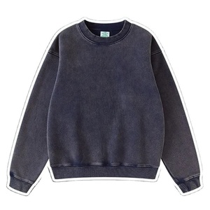 Vêtements de rue écologiques pour l'hiver et l'automne, 100% coton molletonné, sweat-shirt vintage pour femme, lavage à l'acide, manches longues, col rond, séchage rapide, respirant - Product Image 1