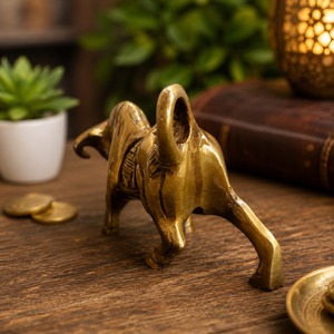 SHUBHAM Handmade Brass Bull Ox Feng Shui Figurine Polished Lucky Wealth Traditional Tabletop Home Office Business Gift Uttar - Product Image 3