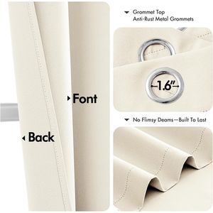 Tende Oscuranti Termoisolanti in Betulla da 63 Pollici per Camera da Letto e Soggiorno, 2 Pannelli con Occhielli, Tende Oscuranti Solide - Product Image 2