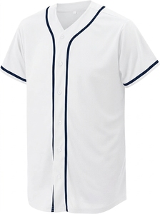 T-shirt de baseball à col en V imprimé respirant 100% polyester 180 grammes, personnalisable, manches courtes, broderie de logo d'équipe personnalisée - Product Image 3