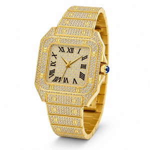Reloj de Lujo con Diamantes Cuadrados Dorados para Hombre, Analógico de Cuarzo con Correa de Oro Amarillo - Product Image 3