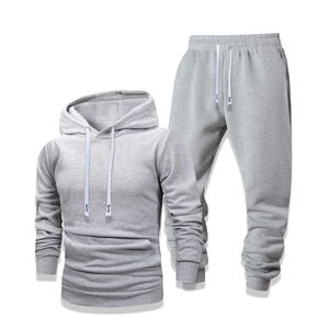 Ensemble de survêtement pour homme en molleton 100% coton avec logo personnalisé, coupe ample, en tissu éponge français épais, comprenant un sweat à capuche et un pantalon de jogging - Product Image 2