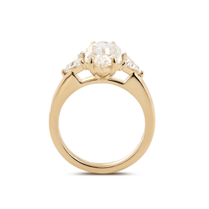 Approvisionnement direct usine – Bague trois pierres en or jaune massif 14 carats avec diamant de laboratoire hexagonal taillé en losange de 3 carats certifié IGI – Bague d'anniversaire - Product Image 5