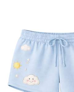 <b>Women</b> Light <b>Blue</b> Crop <b>Hoodie</b> Shorts Set Cute Cloud Print Casual Two Piece Outfit Cotton Fleece Lounge Wear Custom Wholesale - Product Image 5