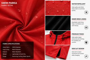 Parka de Natación con Capucha, Impermeable, de Manga Corta, Unisex, de Secado Rápido, con Cremallera Completa, para Natación, Surf, Playa y Piscina - Product Image 5