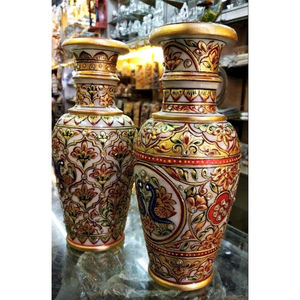 Rajasthani Hand Painted <b>Art</b> <b>Deco</b> Ceramic Tabletop <b>Vase</b> - Product Image 2