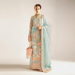 STAR IMPEX Elegant Mint Green Embroidered Salwar Kameez <b>Women</b> <b>Wedding</b> Traditional Indian Pakistani <b>Dress</b> Floor-Length Silk - Product Image 1