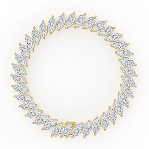 กำไลข้อมือเพชรทรงมาร์ควิสแบบซิกแซก ตัดเฉียง ทอง 14k 18k ดีไซน์ไดนามิกแบบสลับขาหนีบ - Product Image 6