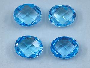 Topaze bleu ciel, double face, facettée, forme ovale damier, pierres précieuses en vrac 8x6mm 9x7mm 10x8mm, lot pour la fabrication de bijoux - Product Image 4