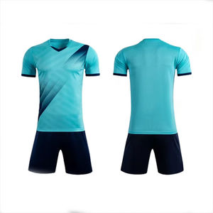 Nuevas Camisetas de Fútbol para Hombre, Uniformes Azules, 100% Poliéster, Color Personalizado, Transpirables, Manga Corta, Cuello en V, Precio al por Mayor - Product Image 1