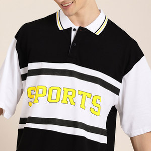 เสื้อเชิ้ตแขนสั้นผู้ชายผ้าฝ้ายโอเวอร์ไซส์สำหรับใส่กับเสื้อเชิ้ตลำลองแบบวินเทจแห้งเร็วสีดำสีขาวสีเหลือง - Product Image 5