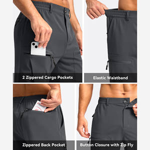Pantalones cortos de senderismo para hombre, de secado rápido, ligeros, con cordón, cremallera completa, bolsillos, suaves, elásticos, lisos, teñidos, para ciclismo y fitness. - Product Image 4