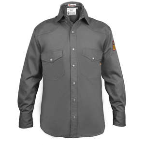 Camisa de soldadura resistente a las llamas de 100%, 2017 oz, gris oscuro medio, ropa de seguridad - Product Image 1