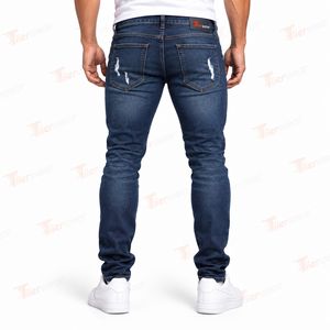 Men's <b>Slim</b> Fit Distressed Ripped Denim Jeans Mid Wash Cotton Casual Style Spring Wear Wholesale Denim Pants for men - Product Image 3