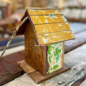 Casa para Pájaros Reciclada, Hecha a Mano, Sostenible, de Madera, Estilo Barco, Color Madera Envejecida, Jaula Original para Pájaros, Casa para Pájaros Pequeños de Exterior - Product Image 3
