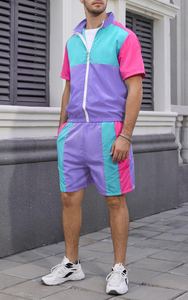 Conjunto Deportivo de Manga Corta para Hombre, Color Morado y Rosa, de Secado Rápido, Ligero, de Poliéster, Estilo Deportivo Informal para Verano, Corte Regular - Product Image 5