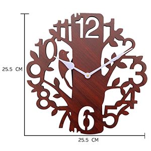 Modern Wooden <b>Tree</b> Art Deco Round Silent Quartz Needle Display Wall Clock with Single <b>Face</b> Design for Living Room Home Decor - Product Image 1