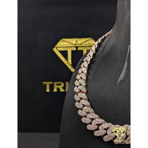 Designer Cuban Link <b>Chain</b> Necklace with Moissanite Diamond Stones Hip Hop Jewelry for <b>Men</b> Women By Trisha Jewels - Product Image 2
