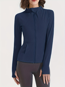 Veste de yoga pour femme, design avant-gardiste, nouvelle collection, coupe classique, respirante, extensible, en spandex/nylon, idéale pour la course à pied, la gym et le fitness. - Product Image 3