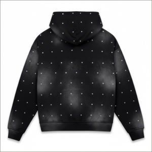 Sweat à capuche en molleton délavé avec strass, personnalisable en gros (ODM), 100% coton, tissu de qualité supérieure pour un style décontracté urbain, unisexe - Product Image 3