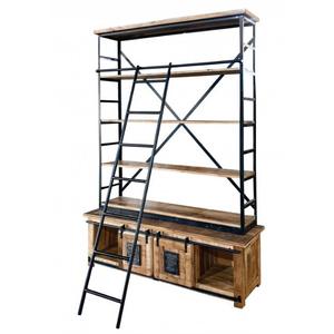 Vitrina Modular de Hierro Industrial y Vintage, Ecológica, de Gran Capacidad, con 2 Puertas y Escalera de Hierro para Sala de Estar - Product Image 1