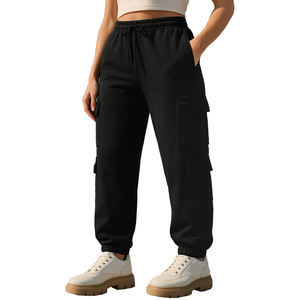 Pantalones cargo de algodón para mujer, talla grande, con bolsillos, estampados, holgados, estilo jogger, personalizados. - Product Image 1