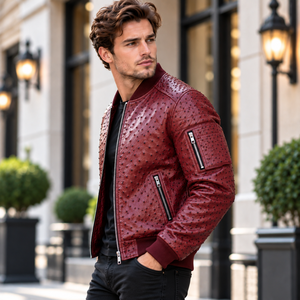 Veste en cuir de motard de qualité supérieure pour homme, veste bomber en cuir pour homme - Product Image 3
