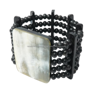 Bracelet artisanal en os naturel, multi-perles, extensible, style tribal ethnique, bijoux de mode pour femmes, cadeau élégant - Product Image 1