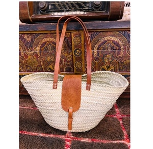 Sac de plage tendance en paille, fait main, style panier français, en corde de papier tressée marocaine, crochet et macramé, directement du fournisseur indien - Product Image 1