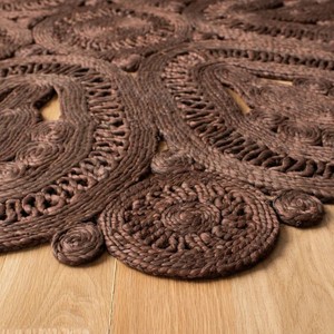 Tapis rectangulaire en jute fait main, motif médaillon, style oriental, antidérapant, écologique, à poils plats, pour la maison et les pique-niques - Product Image 3