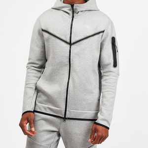 Sweat-shirt à capuche zippé intégral en molleton technique pour homme, coupe ajustée, style survêtement, uni, pour le sport, la gym et le streetwear, vente en gros 2024 - Product Image 5
