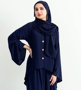 Robe vintage à col cœur, manches mi-longues, ourlet évasé, style modeste moyen-oriental, en polyester antistatique et respirant, pour mariage d'été, longueur cheville, pour adultes - Product Image 1