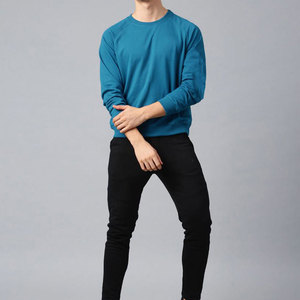 เสื้อสเวตเชิ้ตแขนยาวคอวี ผ้าฝ้ายพรีเมียม 100% 400gsm สีเขียวน้ำทะเล สำหรับผู้ชาย ทรงสปอร์ต ปักโลโก้ตามสั่ง สำหรับฤดูหนาว - Product Image 5