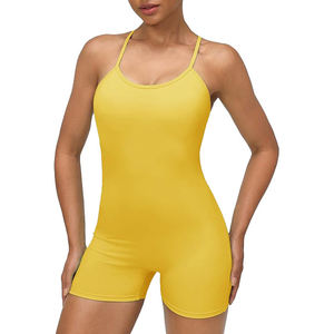Solid Color Women Clothing Bra Yoga Jumpsuits Woman Nylon Spandex Blend <b>One</b> Piece Bodysuit Sleeveless Breathable Jumpsuits - Product Image 6