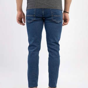 New Men's Business Blue Denim Straight Leg Pants Casual Loose High <b>Waist</b> <b>Elastic</b> Trousers Denim <b>Jeans</b> Pant - Product Image 2