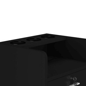 Carrello da Salone Nero a 3 Livelli con Cassettiera in Legno su Ruote, Attrezzatura per Spa e Serratura - Product Image 6