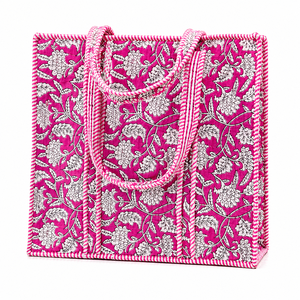 Bolso de Mano de Moda para Mujer, con Estampado Floral, de Tela de Algodón, con Cierre de Cremallera, Asas a Rayas Vintage, Ligero, para Viajes y Compras - Product Image 1