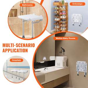 Banco de ducha PE plegable montado en la pared de 15,7 ''X 14,8'', silla de ducha plegable para ahorrar espacio para personas mayores, mujeres embarazadas, niños y adultos - Product Image 6