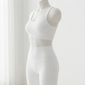 Women <b>White</b> Seamless Sports Bra High Waist Leggings Yoga <b>Set</b> <b>Gym</b> Fitness Workout Activewear Two Piece <b>Set</b> - Product Image 2
